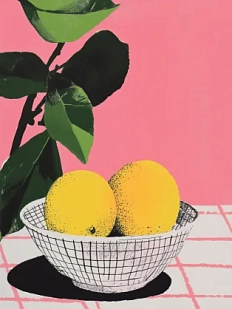 Постер интерьерный DARI DARI «Два лимона в белой вазе», А4