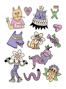 Временные тату Валя Карнавалова «Сиреневый микс», 12 шт