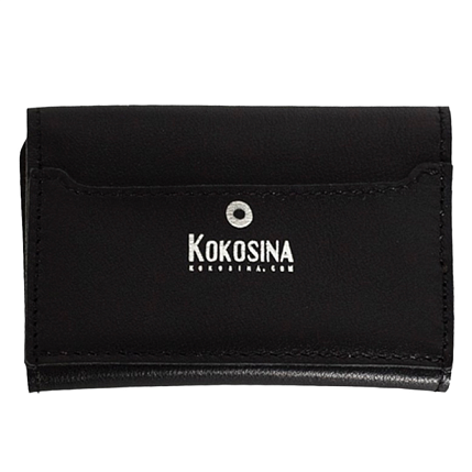 Cкладной кошелек-визитница ручной работы, Kokosina bags, натуральная кожа, чёрный, фото 3.