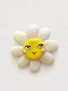 Брошь Радость Рядом «Цветочек», полимерная глина, бело-желтая