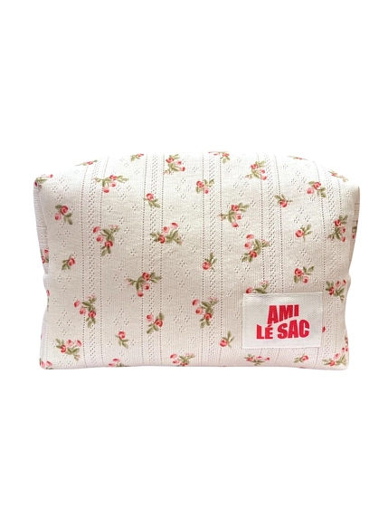Косметичка ручной работы АМИ (Ami lé sac) «Moyen», розовые цветы, фото 1.