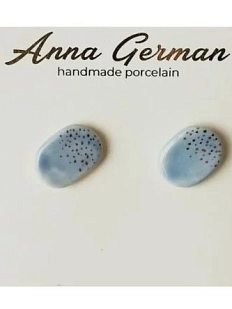 Серьги-гвоздики Анна Герман, фарфор, голубые