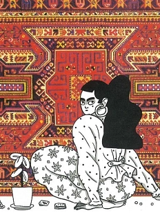 Открытка Валя Карнавалова «Девушка и ковер», А6, односторонняя