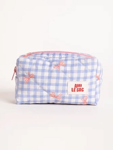 Косметичка ручной работы АМИ (Ami lé sac) «Bebesss», голубая клетка с бантиками