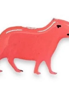 Брошь ручной работы «Капибара» персиковая, дерево