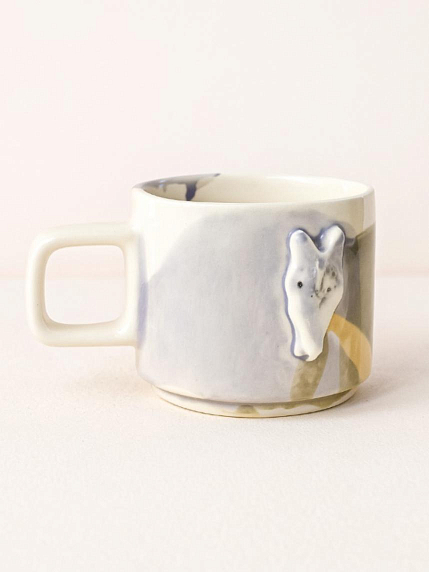 Кружка ручной работы с фигуркой «Лошадка», жёлто-голубая, полуфарфор, 250 мл, фото 2.