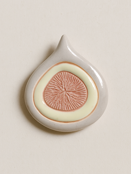 Брошь ручной работы «Инжир», пыльно-розовая, фото 2.