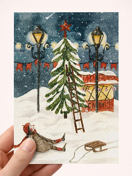 Открытка DARI DARI на Новый год «Санки», А6, фото 1.