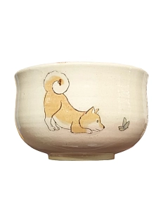 Чаша-тяван ручной работы Керемет «Игривая сиба-ину», керамика, 11,5 см