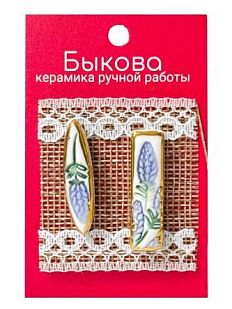 Серьги ручной работы «Фиолетовые цветы»‎, фарфор