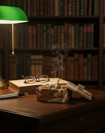 Пепельница с крышкой, кофейный, фото 2.