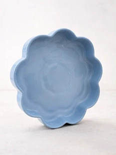 Тарелка ручной работы с бортиком ОХ! керамика «Со-цветие», голубая, керамика, 15 см