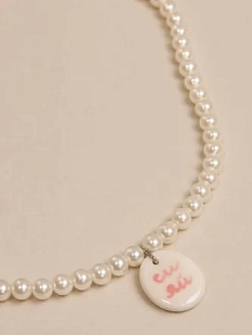 Чокер ручной работы Радость Рядом с подвеской «Сияй», полимерная глина, бисер, розовый