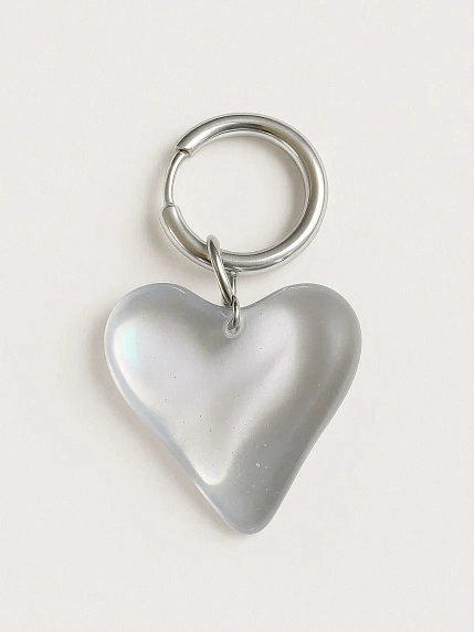 Моносерьга ПетПоллиПокет «Сердечко» прозрачная, полимерная глина, фото 2.