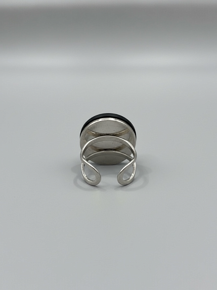 Кольцо ручной работы «Лицо малое», чёрное, керамика, фото 2.