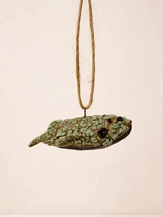 Подвеска интерьерная ручной работы Керам_По «Кит», зеленая, 7,5 см