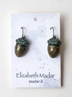 Серьги Elizabeth Madar Жёлуди, керамика, зелёные