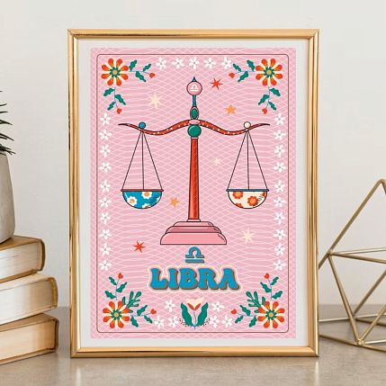Постер интерьерный со знаком зодиака «Весы», А4, фото 2.