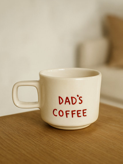 Кружка ручной работы, «Dad's coffee», керамика, 180 мл, фото 2.