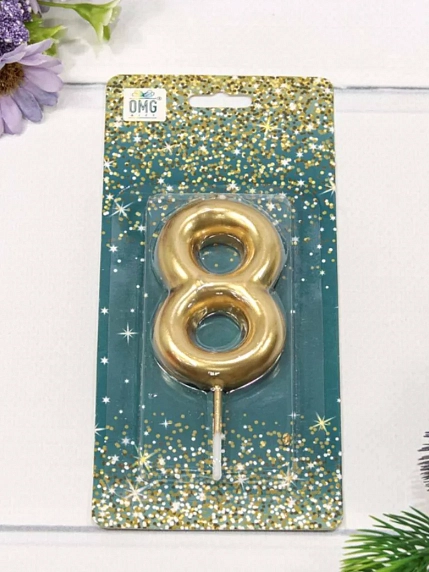 Свеча для торта «Цифра 8», 6 см, фото 1.