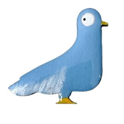 Брошь ручной работы «Голубь», голубая, дерево, фото 1.