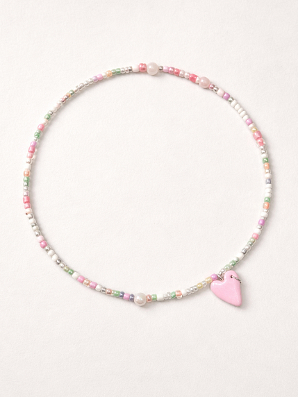 Чокер ручной работыРадость Рядом «Сердечко», розовый, бисер, полимерная глина, фото 2.