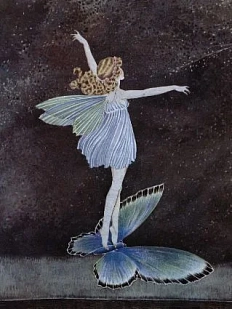 3D Стикер на телефон «Девочка на бабочке», объёмный