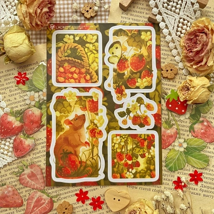 Стикерпак Лавкот «Мышка в клубнике», А6, фото 1.