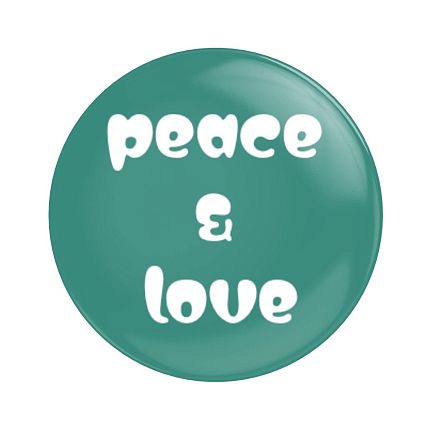 Закатной значок «Peace&Love», металл, 25 мм, фото 1.