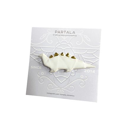 Брошь ручной работы динозавр с шипами «Стегозавр», Partala ceramics, фото 3.