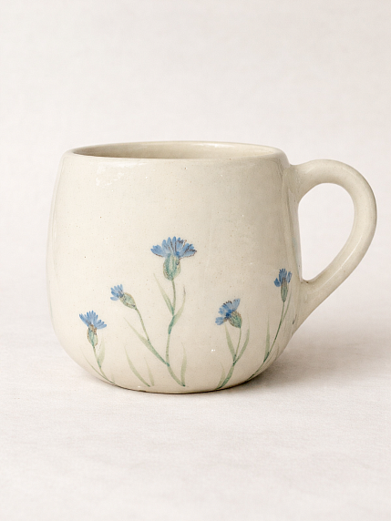 Кружка ручной работы Верба керамика «Васильки», круглая, керамика 500 мл, фото 1.