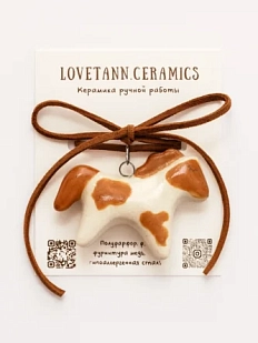 Чокер ручной работы Ловетанн керамика «Лошадка» с коричневыми пятнами, полуфарфор