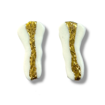 Серьги-гвоздики из фарфора с позолотой, фото 1.