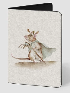 Обложка на паспорт Наталья Филипович с мышкой «Лесной король», мягкий кожзам