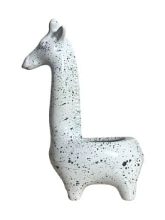 Статуэтка ручной работы, Жираф, белая, керамика