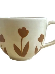 Кружка ручной работы Ловетанн керамика с коричневыми цветами, 250 мл