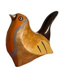 Брошь «Зарянка», дерево