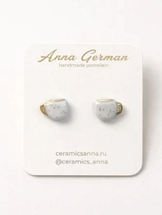 Серёжки-гвоздики Анна Герман «Кружечки в точку», фарфор, голубые