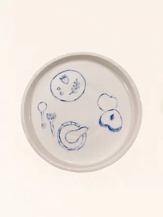 Тарелка ручной работы Домик на дереве «Натюрморт», с бортиком, керамика, 19 см