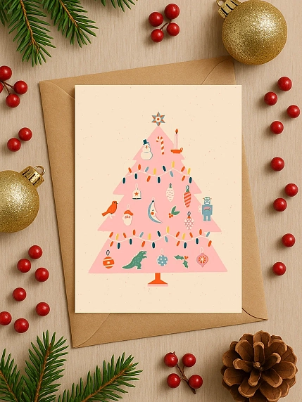 Открытка DARI DARI ретро на Новый год «Розовая ёлка», А6, фото 3.