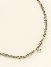 Чокер ручной работы «Heart. Silver», алмазное стекло, родированная латунь