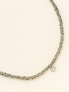 Чокер ручной работы «Heart. Silver», алмазное стекло, родированная латунь