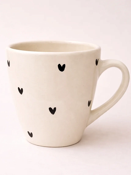 Кружка ручной работы Мария Гордеева Котик с сердечками, белая, керамика, 350 мл, фото 3.