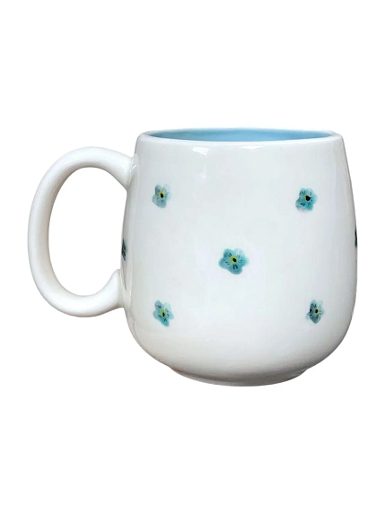 Кружка ручной работы Ким керамика с росписью Зайчик с незабудками, фарфор, 350 мл, фото 2.