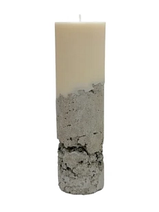 Интерьерная свеча Легенда о розе на бетонном основании, белая, 9,5 см