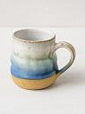 Кружка ручной работы волнистая, бело-синий градиент, керамика, 350 мл, превью фото 2