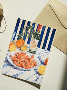 Открытка DARI DARI «Креветки с вином», А6