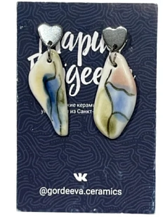 Серьги Мария Гордеева асимметричные составные, керамика, разноцветные