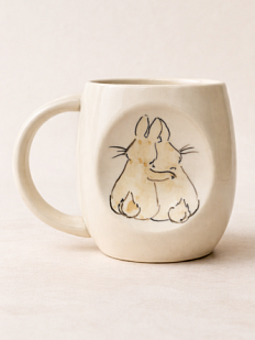 Кружка ручной работы НАДО ЖЕ с росписью «Зайки», белая, керамика, 300 мл