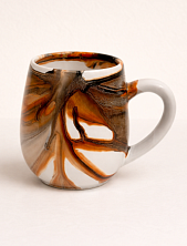 Кружка ручной работы с разводами Кафель «Дюна», бело-коричневая, керамика, 500 мл